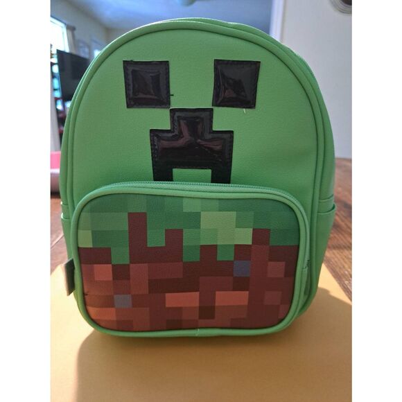 Minecraft Green Mini Backpack TNT Zipper Pull 10.5" New No Tags Gaming Bag - Picture 1 of 7